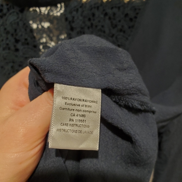 Aritzia Gentle fawn small blouse high neck bell sleeve Top flowy teal lace shirt - Picture 10 of 16